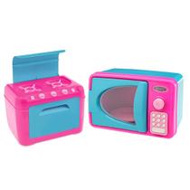 Kit Mini Brinquedo Cozinha Fogão E Microondas