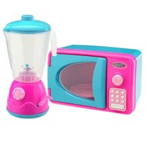 Kit Mini Brinquedo Cozinha Microondas E Liquidificador