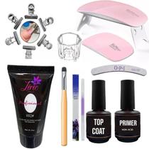 Kit Mini Cabine Led Top Coat Primer Pincel Alongamento unha