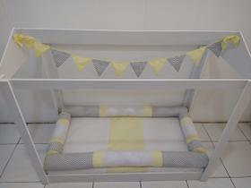 Kit Mini Cama Montessoriano 6 peças Chevron Amarelo