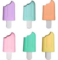 Kit Mini Canetas 6 Cores Marca Texto Formato Picolé +brinde