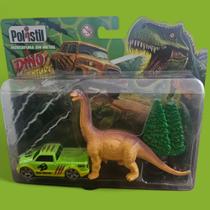 Kit Mini carrinho de metal com dinossauro.