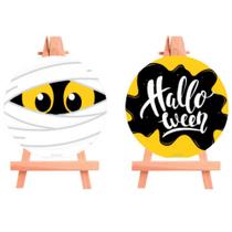 Kit Mini Cavaletes Decorativo Redondo Múmia Halloween Festa