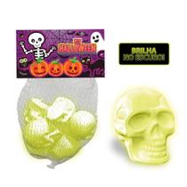 Kit Mini Caveira Halloween Iluminado Neon C/6