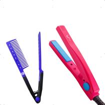 Kit Mini Chapinha/Prancha Paulinha Bivolt + Pente Auxiliar para Chapinha