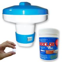 Kit Mini Clorador Flutuante + Mini Pastilha de Cloro para Tratamento de Agua Piscina 50 Un de 2 G