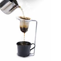 Kit Mini Coador de Café Individual com Caneca em Alumínio Cor:Preto