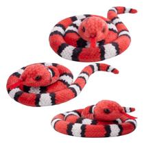 Kit Mini Cobra De Pelúcia Realista 13cm Cor:3x Vermelho