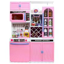 Kit Mini Cozinha Armario Microondas Lava Louças Infantil Luzes Som Castela
