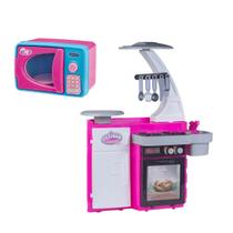Kit Mini Cozinha Infantil Com Fogão Geladeira E Micro-ondas - Cotiplás