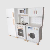 Kit Mini Cozinha Infantil com Geladeira e Máquina de Lavar