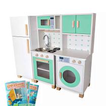 Kit Mini Cozinha Infantil com Geladeira e Máquina de Lavar