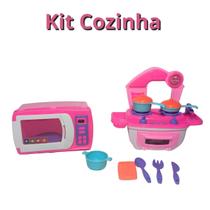 Kit Mini Cozinha Infantil com Microondas Brinquedo BS Toys