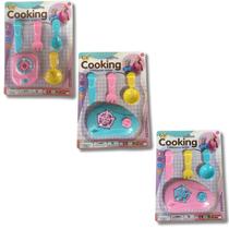 Kit Mini Cozinha Infantil Talher Fogão Garfo Faca Colheres Cores Sortidas