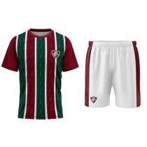 Kit Mini Craque Toy Camiseta e Bermuda Braziline Fluminense - Verde/Grená