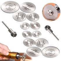 Kit Mini Disco Corte Serra Circular 14Pcs Micro Retifica Furadeira Parafusadeira Universal Profissional