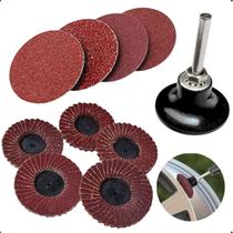 Kit Mini Disco de Acabamento Desbaste Lixa Flap Suporte Boina Mini Disco Limpeza 11Pçs 2" Polegadas