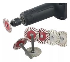 kit Mini Disco Diamantado 40mm Serra e Corte Granito Mármore Porcelanato Parafusadeira Micro Retifica Haste 6mm