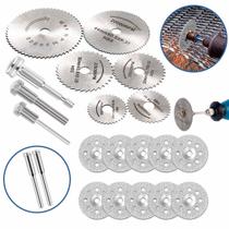 Kit Mini Disco Serra Diamantado Micro Retifica Furadeira Parafusadeira Profissional Universal Para Madeira Piso Porcelanato Vidro Ferro Premium,