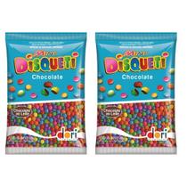 Kit Mini Disqueti Colorido Chocolate ao Leite 2 Pacotes 500g