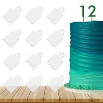 Kit Mini Espátulas Decorativa Acrílico Para Bolo 12 Unidades