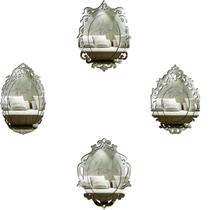 Kit Mini Espelho Decorativo Veneziano Pegui Piemonte 4 Pçs