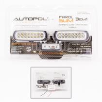 Kit Mini Farol de Milha Retangular 16 Leds SMD Bivolt 9 Efeitos - Autopoli