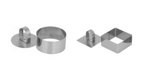 Kit Mini Forma Modeladora Redonda + Quadrada Inox P/ Doces Kit Mini Forma Modeladora Redonda + Quadrada Inox P/ Doces