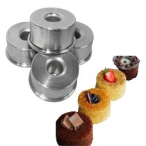 Kit mini forma reta bolo pudim 04 peças aluminio