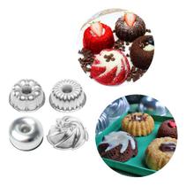 Kit Mini formas Decoradas 4 peças 9x4cm mini bolo Caparroz Kit Mini formas Decoradas 4 peças 9x4cm mini bolo Caparroz