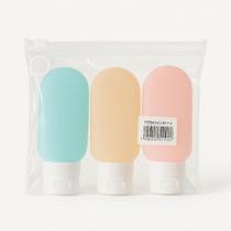 Kit Mini Frasco Viagem Pote Loção 3un Higiene Limpeza Leve Silicone Pote 60ml Kit Mini Frasco Viagem Pote Loção 3un Higiene Limpeza Leve Silicone Pote 60ml