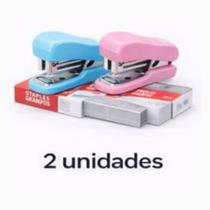 Kit Mini Grampeador de Masa + Grampos Completo e Compacto 12 Folhas Papel