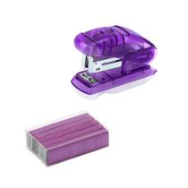 Kit Mini Grampeador Plástico + Grampo Colorido - Para 10fls
