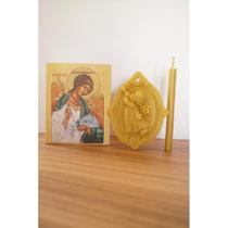 Kit mini ícone Anjo da Guarda + 1 Velas + Medalhão - Via Cru Kit mini ícone Anjo da Guarda + 1 Velas + Medalhão - Via Cru