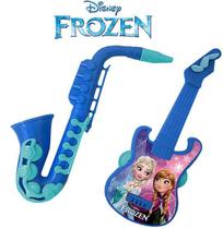 Kit mini instrumento musical infantil com 2 pecas frozen disney