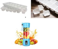 Kit Mini Liquidificador Portátil 380 ml + 2 Formas de Gelo com 12 cavidades