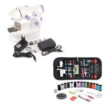 Kit mini máquina de costura portátil com kit de linhas com 27 itens