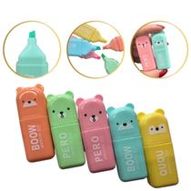 Kit Mini Marca Texto Ursinho Kawaii Boow Desenho Qualidade