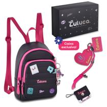 Kit Mini Mochila Luluca c Porta Fone de ouvido Chaveiro e Caixa