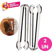 Kit Mini Pegador 12,5 cm Aço Inox Multiuso Churrasco Carnes Petisco Gelo Drinks Frios Frutas