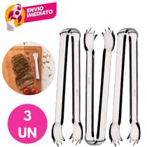 Kit Mini Pegador 12,5 cm Aço Inox Multiuso Churrasco Carnes Petisco Gelo Drinks Frios Frutas
