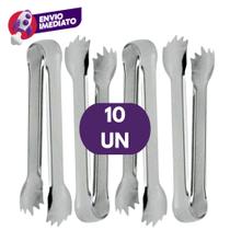 Kit Mini Pegador Aço Inox Multiuso Carnes Petisco Gelo Drinks 12,5cm Em Aço Inox C/05, 10 Ou 15 Un.