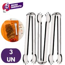 Kit Mini Pegador Multiuso Carne Petisco Gelo Drinks Frios 12,5 cm Aço Inox