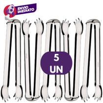 Kit Mini Pegador Multiuso Carne Petisco Gelo Drinks Frios 12,5 cm Aço Inox