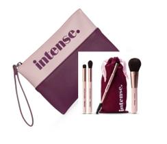 Kit Mini Pincéis Para Maquiagem Intense (5 Itens) +Nécessaire Lilás e Rosa Intense