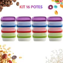 Kit Mini Pote Plástico Quadrado Marmita Fitness Papinha Bebê 200ML Livre BPA Freezer Microondas Organizador Cozinha Pequeno