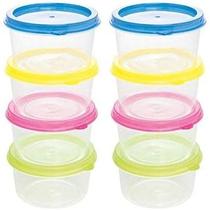 Kit Mini Potes Redondo Coloridos De Plastico Clink 8 Unidades Cada Jogo Cores Sortidos