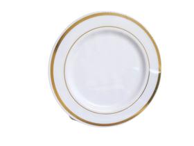 Kit mini Pratos acrílico resistente borda dourada 18cm -30un