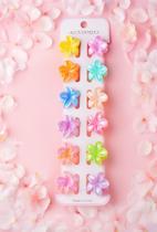 Kit Mini Presilhas Flor 12 Unidades Coloridas Penteados Florzinhas