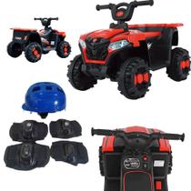 Kit Mini Quadriciclo Elétrico 6V Vermelho Zippy Toys com Kit de Proteção Infantil Unissex